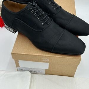 Men's Christian Louboutin greggyrocks black satin Oxford size 43.5 made in Italy